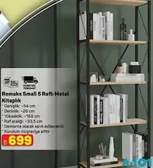 REMAKS SMALL 5 RAFLI METAL KİTAPLIK REMAKS SMALL 5 RAFLI METAL KİTAPLIK